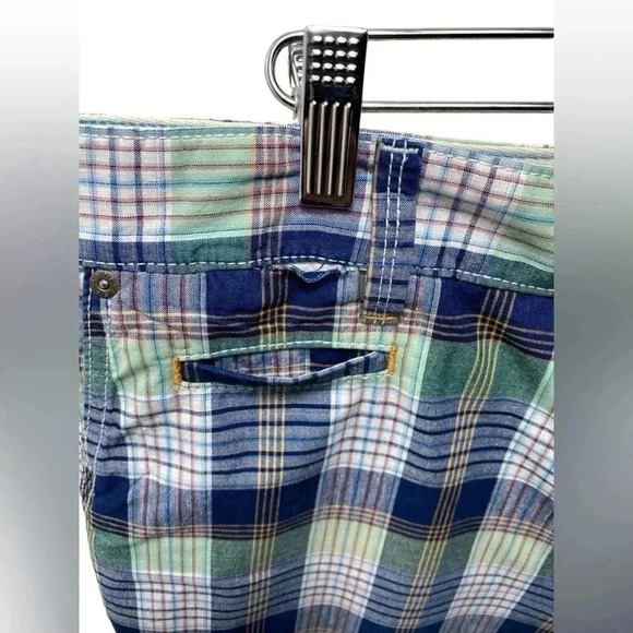 Tommy Bahama Mens 36 Blue Plaid Flat Front‎ Island Beach Chino Shorts EUC - Picture 3 of 15